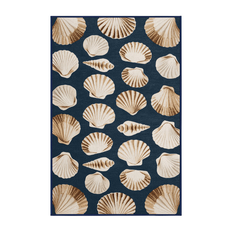 Washable Shell Clusters Hawaiian Area Rug, Rectangle 5' x 7'