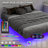 Cowen Floating Bed Frame with LED Lights Metal Slats Underbed Storage Space No Box Spring-76432950-133985343