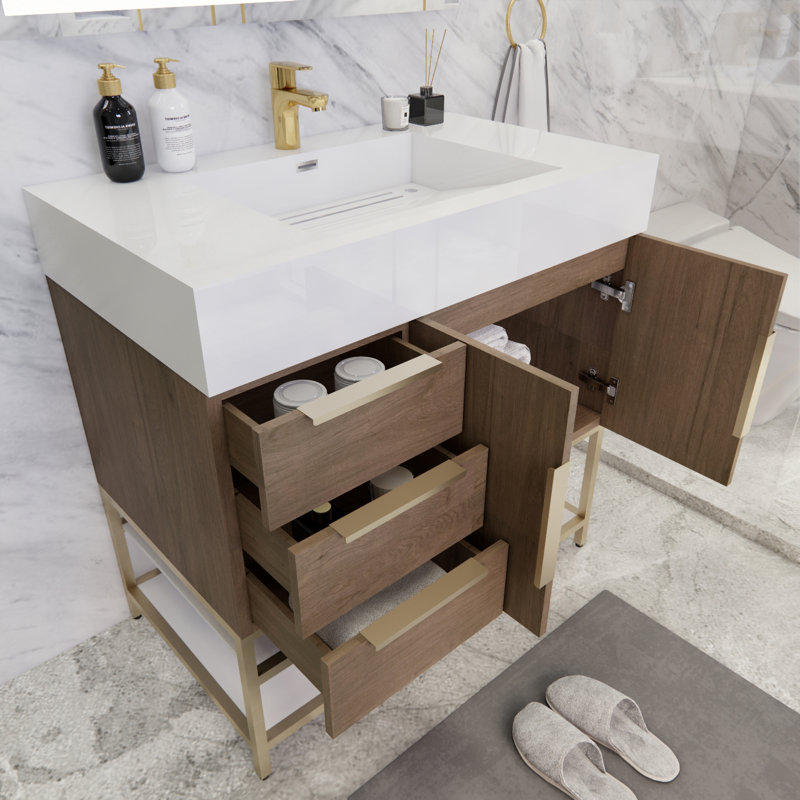 Ensemble de meuble-lavabo simple 36 po Sevara, Chêne clair