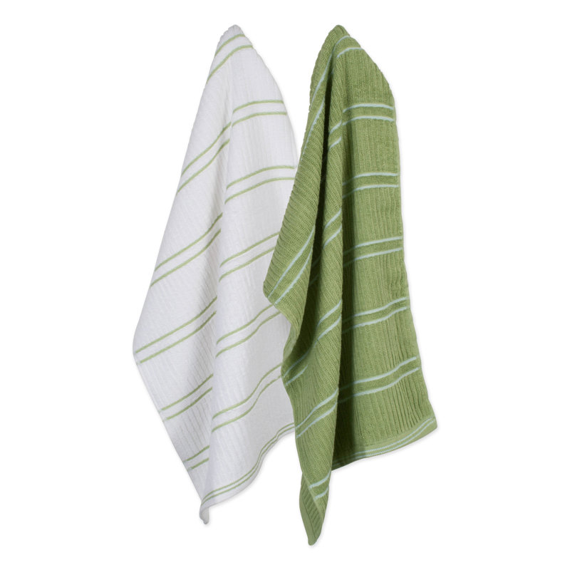 Ribbed Tea Towel Kitchen Towel, Green