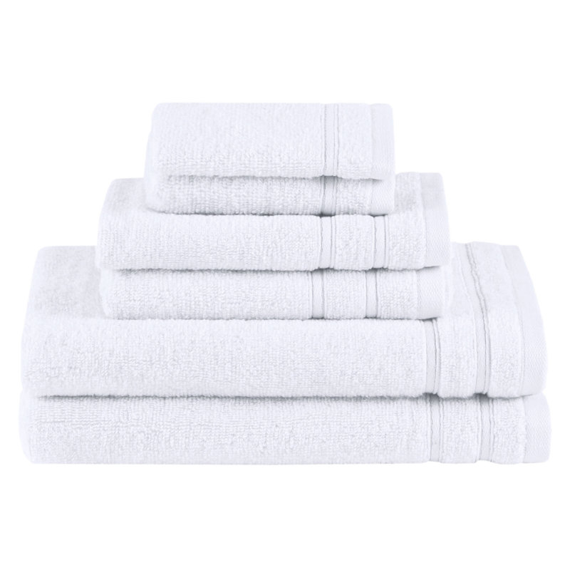 Ensemble de serviettes 100% coton 400GSM Essential, Blanc, Ensemble 6 serviettes de bain
