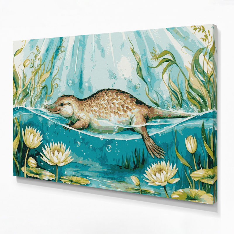 Art animalier sur toile vert, H 20 po x l 24 po