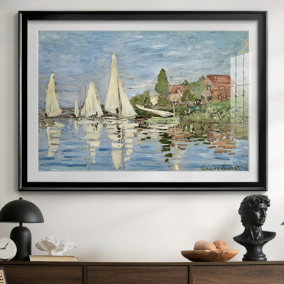 Regatta at Argenteuil-Claude Monet - Reproduction encadrée avec passe-partout et verre - 1872