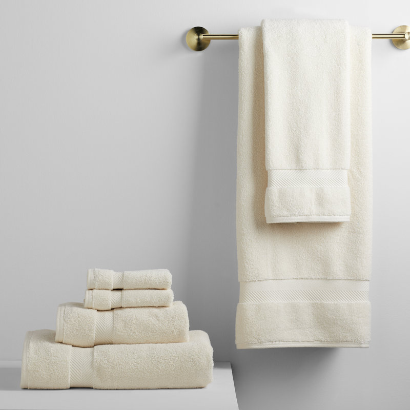 Ensemble de serviettes en coton 6 pièces Rane, Ivoire ivoire