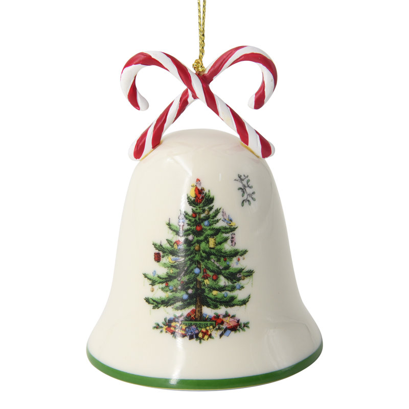 Ornement en forme de cloche de canne en forme d'arbre de Noël Spode