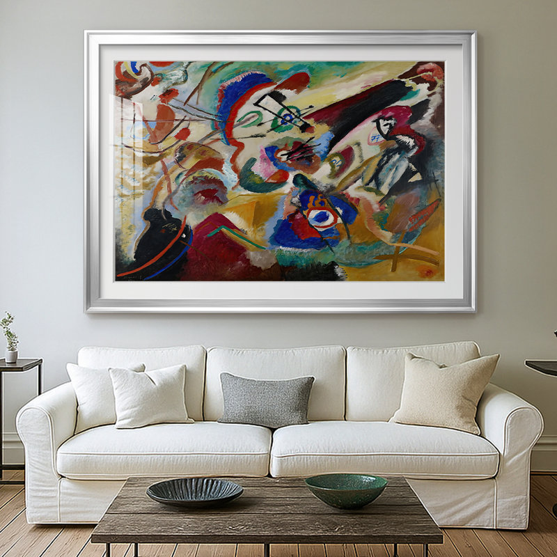 Improvisation (composition abstraite) - Wassily Kandinsky - reproduction encadrée avec passe-partout et verre - 1913, Argent