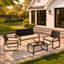 Ensemble de patio berçant en rotin PE pour 4 personnes - Structure en acier durable et coussins rembourrés-1667256561-1667256560