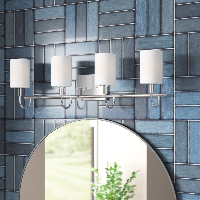 Rowley 4 Light Frosted Dimmable Vanity Light, Chrome