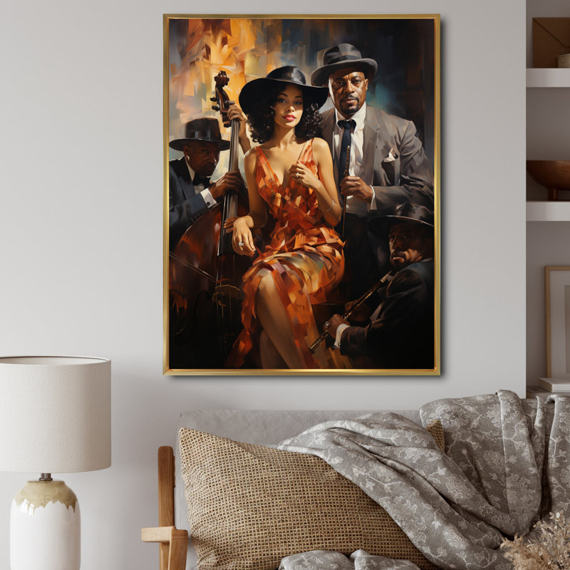 «Bonnibelle Music In Harlems I», reproduction sur toile, H 32 po x l 24 po x P 1 po, Cadre flottant doré