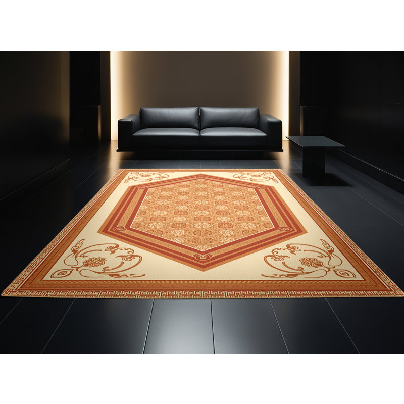 Tapis oriental traditionnel lavable à la machine en brun Madiun - reliure brun clair, 2 x 5
