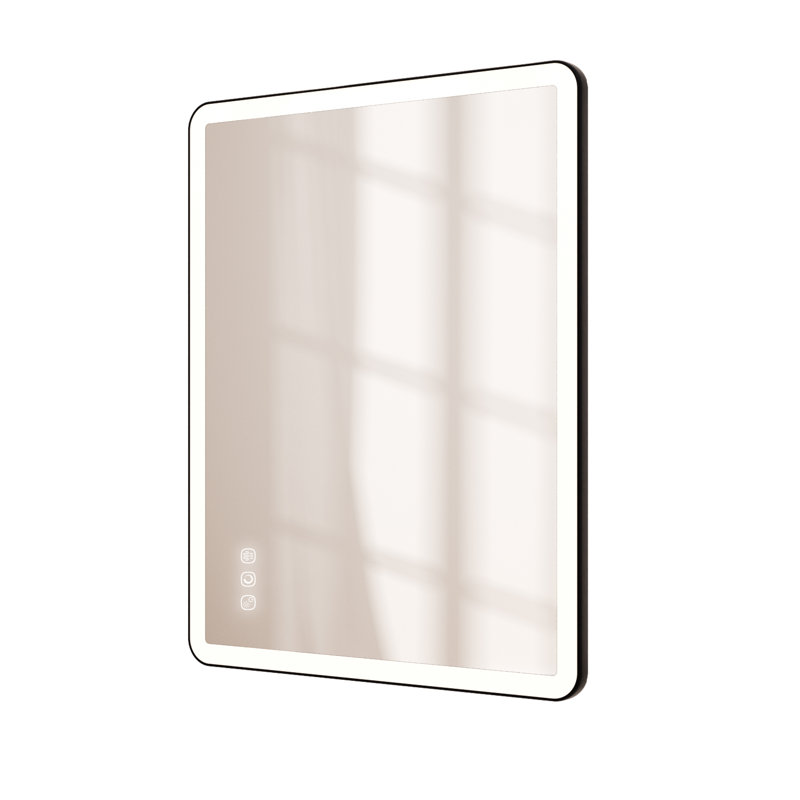 Miroir mural Natalin, 36 po x 28 po, Noir mat, Rectangulaire