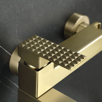 Exposed Pipe Tub Shower System With Hand Shower Single Handle Shower Faucet Set Brass 9 Inch Shower Trim Kit With Rough-In Valve
