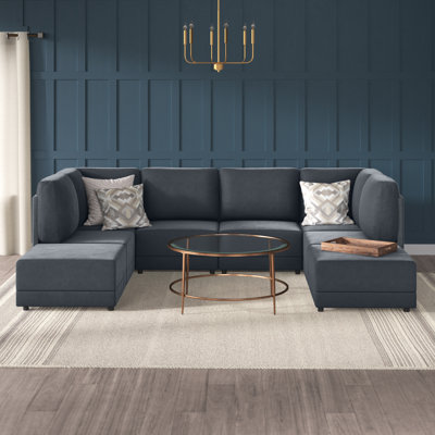 Canapé modulaire de coin avec repose-pieds de 116 po de large Rodrigue