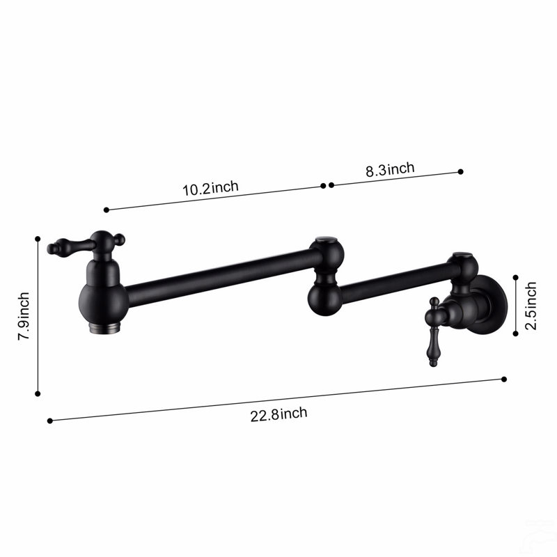 Wall Mount Folding Kitchen Pot Filler Faucet, Matte Black