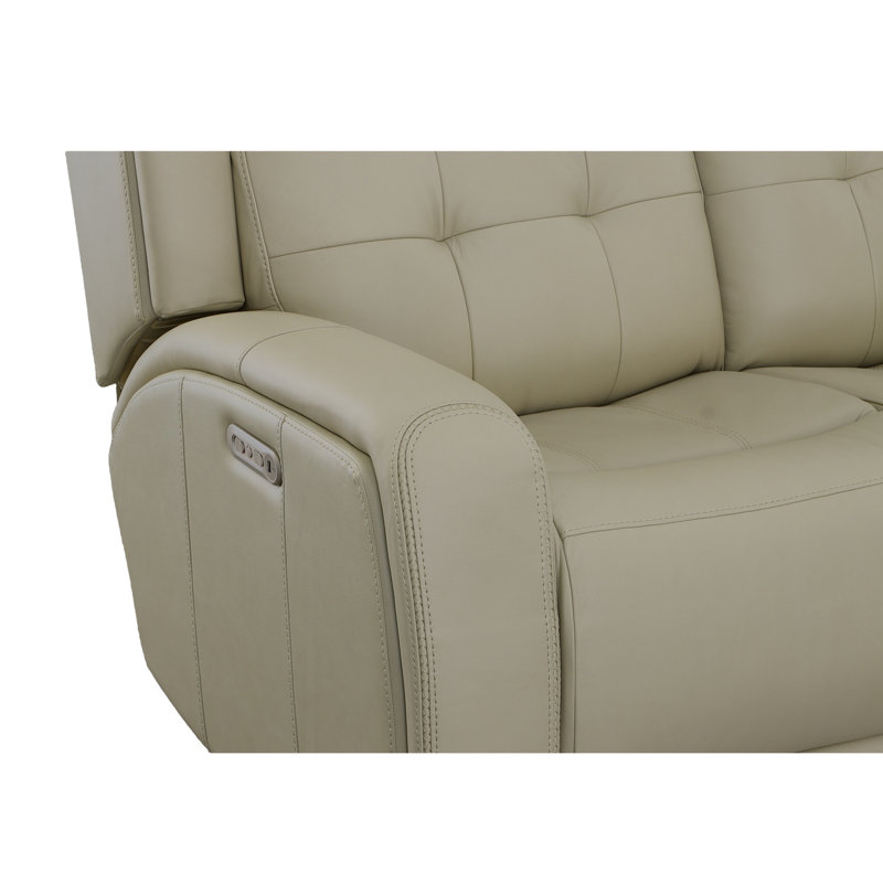 Grant 63" Leather Reclining Loveseat, Ivory Genuine Leather