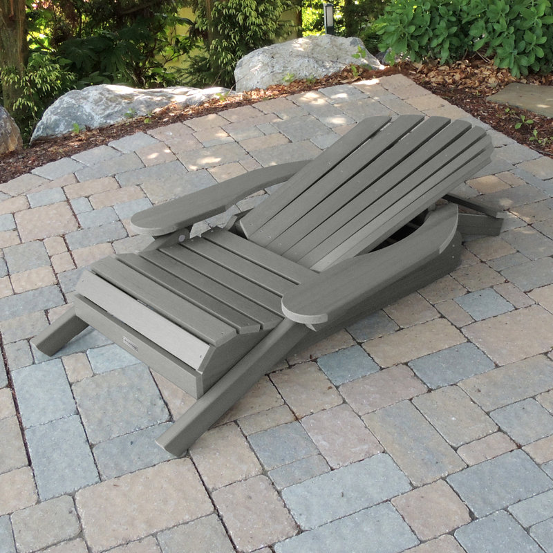 Chaise Adirondack pliante et inclinable en plastique Anette, Teck côtier