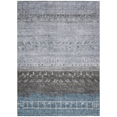 Machine Washable Indoor/Outdoor Cicel ACN1147 Blue Rug