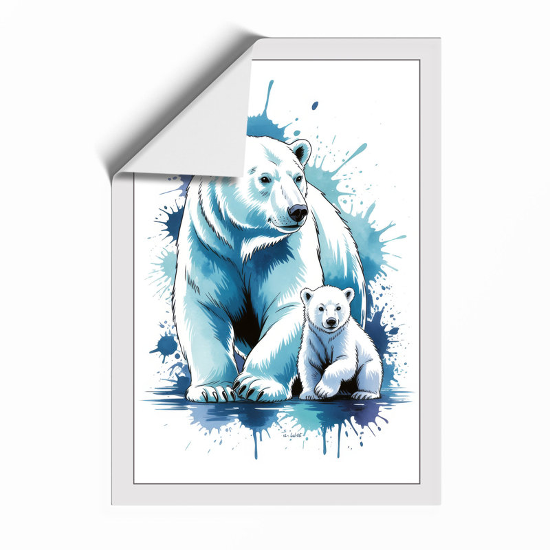 Polar Bears in Blue Modern - Framed Print, A2 - 59.4 x 42.0 cm, Unframed