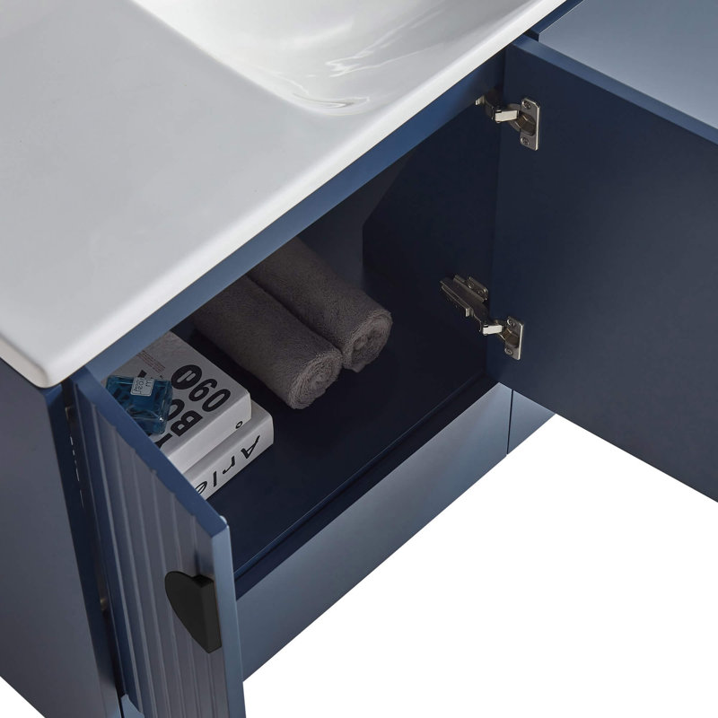 Ensemble de meuble-lavabo double 47 po Saimah, Noir, Bleu marine