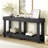 62.9" Vintage Entryway Table - Fir Solid Wood With Natural Grain, 6 Reinforced Legs & 4.6" Thick Desktop, Metal Rivet Decor & Plank Under-Shelf, Console Table For Hallway, Living Room-268208918