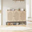 Armoire à chaussures avec 3 portes en rotin, armoire de rangement à chaussures à 7 niveaux avec tablettes réglables-676029454