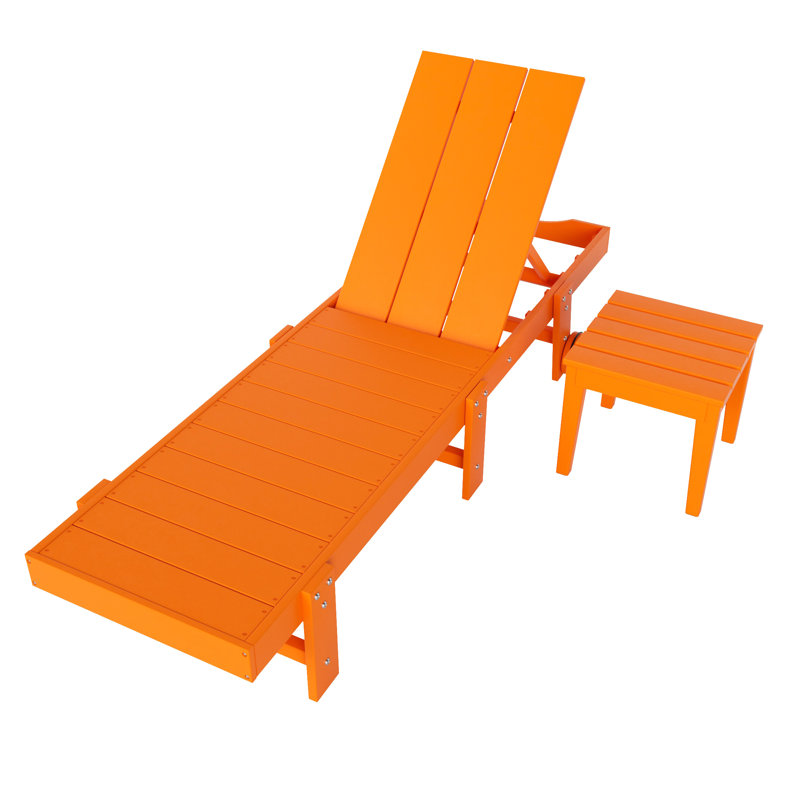 Chaise longue inclinable 77,6 po en poly, Orange