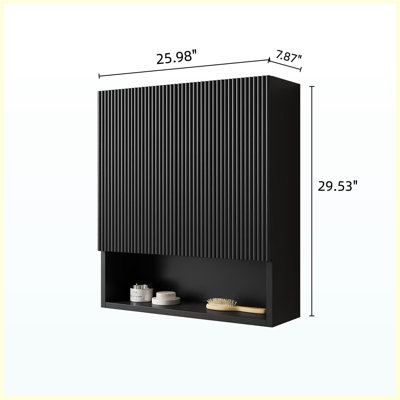 Meuble-lavabo suspendu de 24 po + TOBI de 26 po avec lavabo, dessus en pierre frittée blanche de Carrare et lavabo en céramique, noir, 3 trous prépercés pour robinetterie