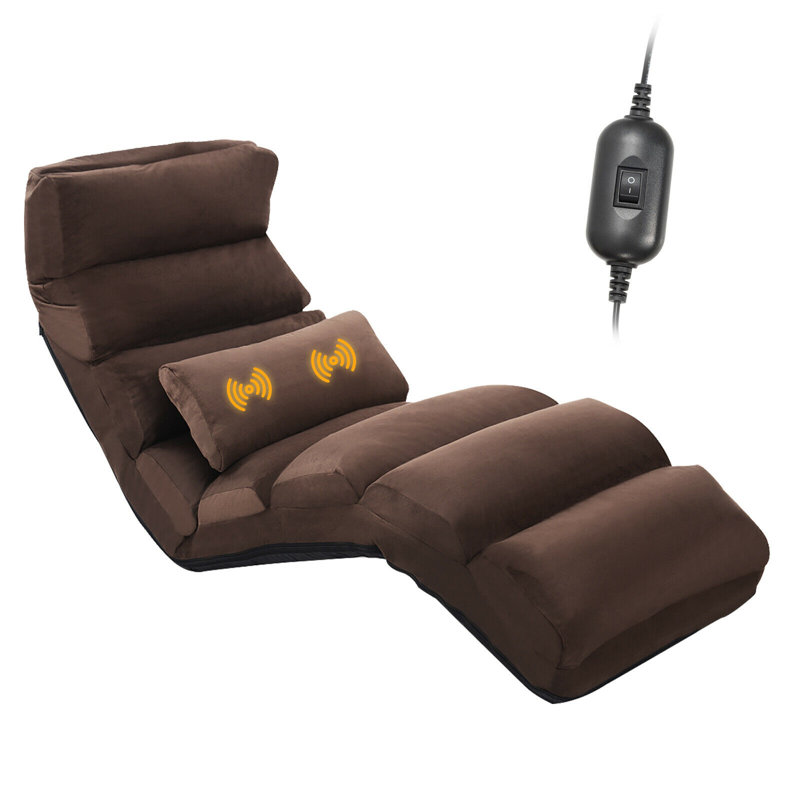 Ebern Designs Adjustable Headrest and Foldable Rocker Game Chair, Brown