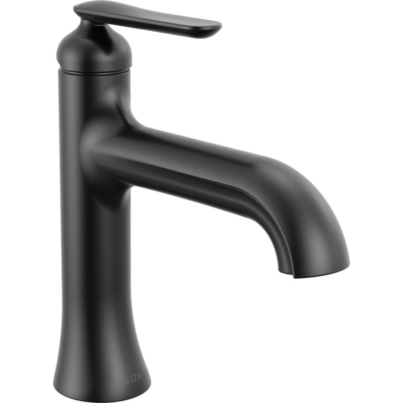 Delta Bonacci Single Hole Bathroom Faucet, Matte Black Bathroom Faucet, Single Handle Bathroom Sink Faucet, Diamond Seal Technology, Drain Assembly, Matte Black