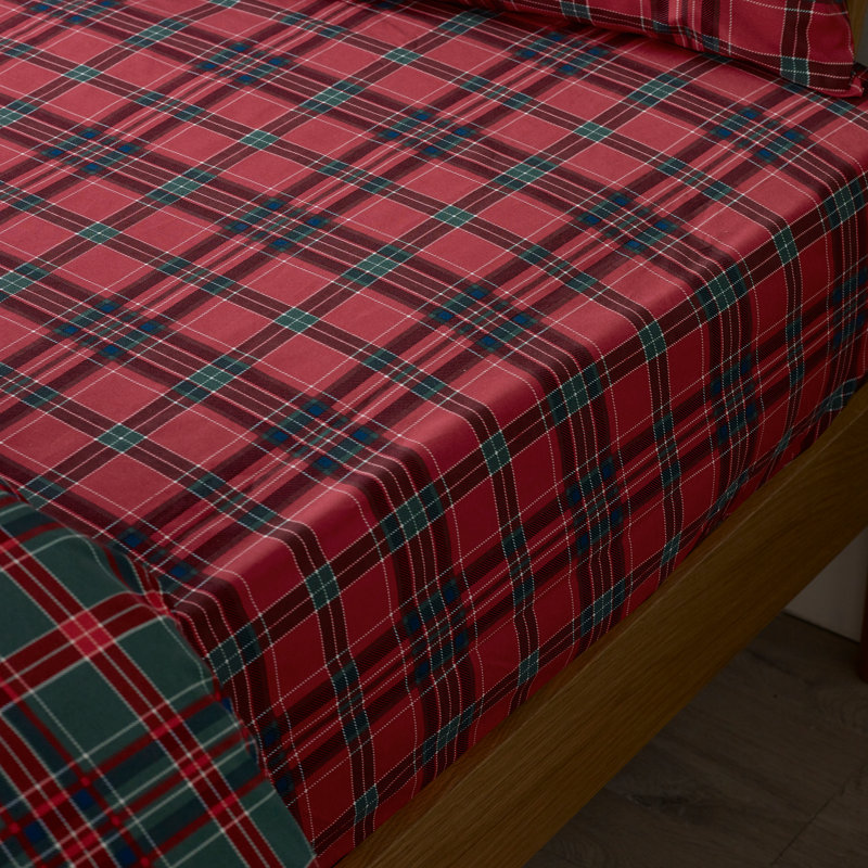 Tartan Check Fitted Sheet, King