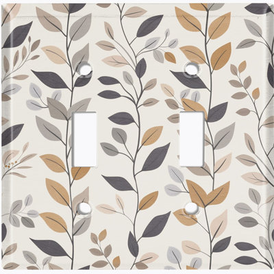 Metal Light Switch Plate Cover; US Standard Size 2 Gang Toggle - Autumn Leaves Vine Pattern