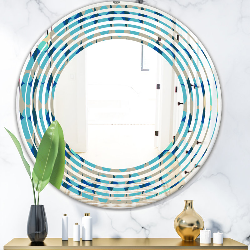 Coastal Frameless Wall Mirror, 31.5" H x 23.7" W, Wave Abstract Design XV
