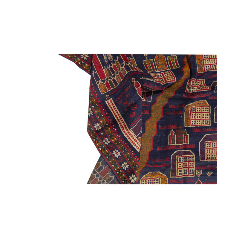 Tapis rouge / bleu / brun de haute qualité noué à la main