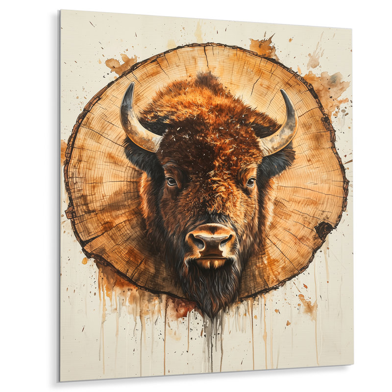 Marpet - Bison, reproduction d'art sur métal, H 20 po x l 12 po
