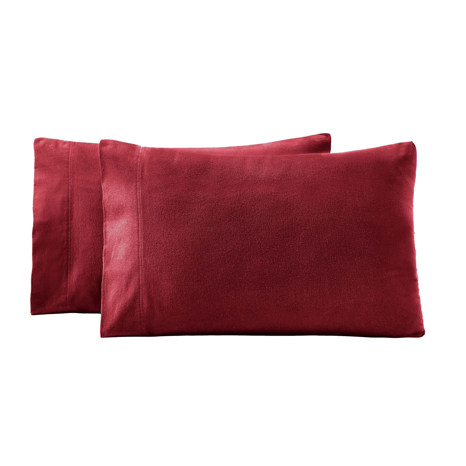 All-Season Breathable 100% Cotton Flannel Pillowcase Set, Burgundy, Standard