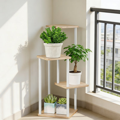 4 Tier Metal Plant Stand Indoor Corner Shelf For Multiple Potted Plants - Tall Flower Holder For Living Room, Balcony, Patio, Bedroom Or Office