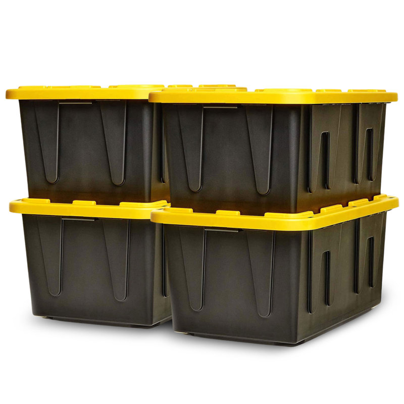 HOMZ Durabilt, Heavy Duty Plastic Storage Bins with Lids, 108 qt., Pack of 4