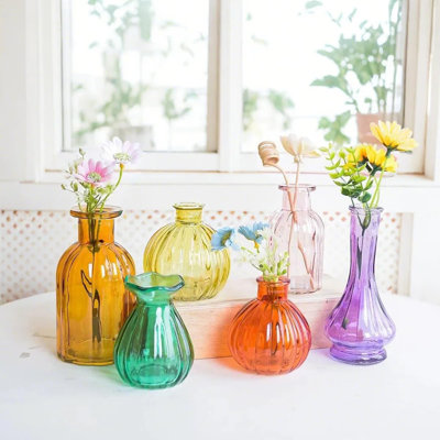 Vases Bud pour fleurs, vases en verre en vrac dans un ensemble de 10, petite bouteille vintage pour décorations de mariage, décoration de jardin et maison, centres de table, décor mexicain