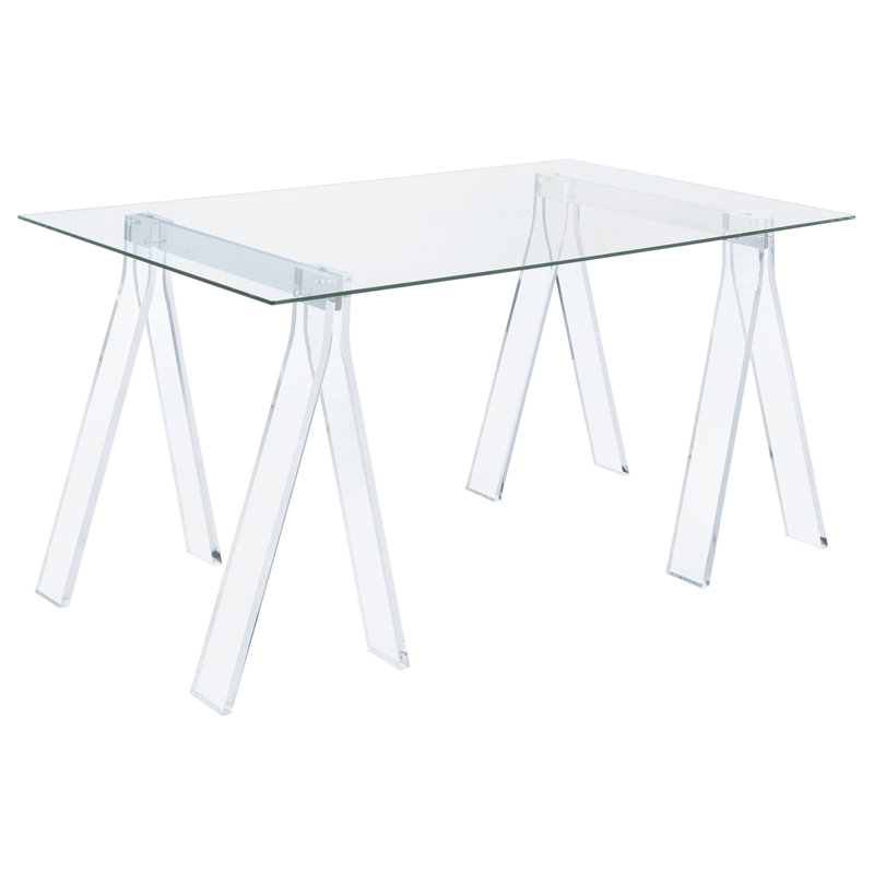 Roda Clear Glass Top Writing Desk