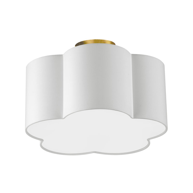 Plafonnier encastré 3 lumières Charysse, Laiton vieilli, Blanc