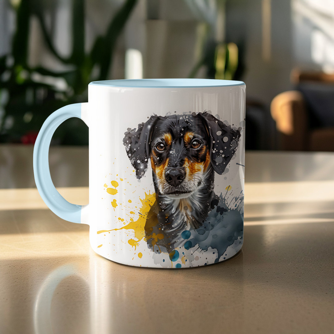 Set of 2 – Watercolor Basset Hound Design 11oz Coffee Mug