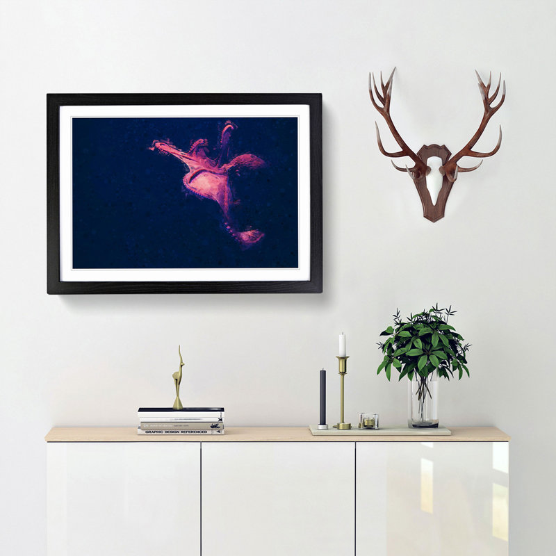 The Octopus in Abstract - Picture Frame Graphic Art Print, 27cm H x 36cm W x 2cm D, Black Framed