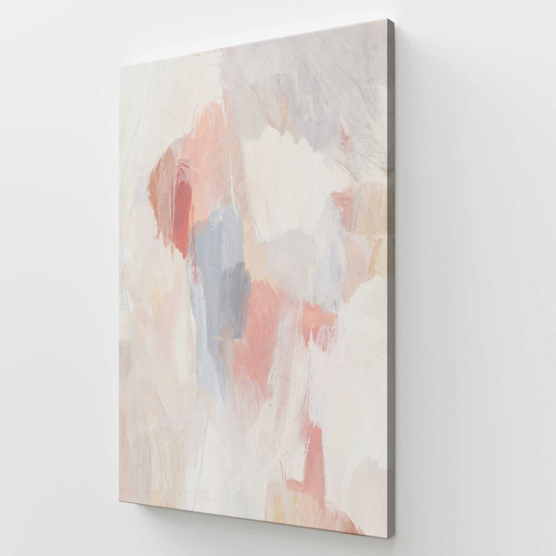 Toile tendue abstraite douce rosée et crème II, 60" H x 40" W, Stretched Canvas