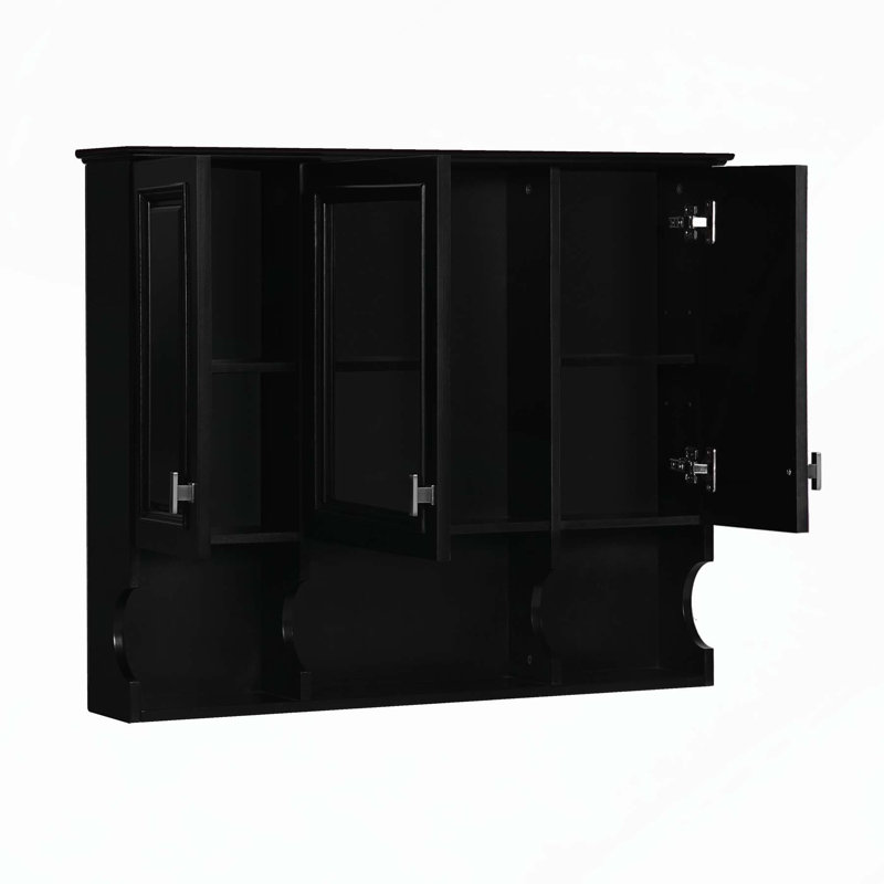Armoire de salle de bain murale moderne avec rangement polyvalent et design élégant, Noir
