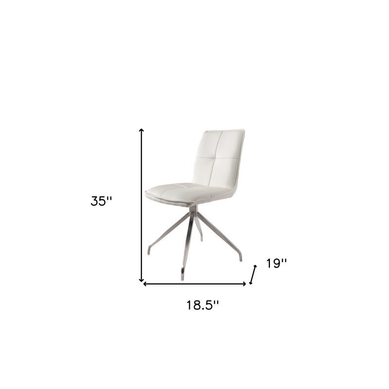 Ensemble de deux chaises d'appoint pivotantes en similicuir blanches et argentées, Blanc