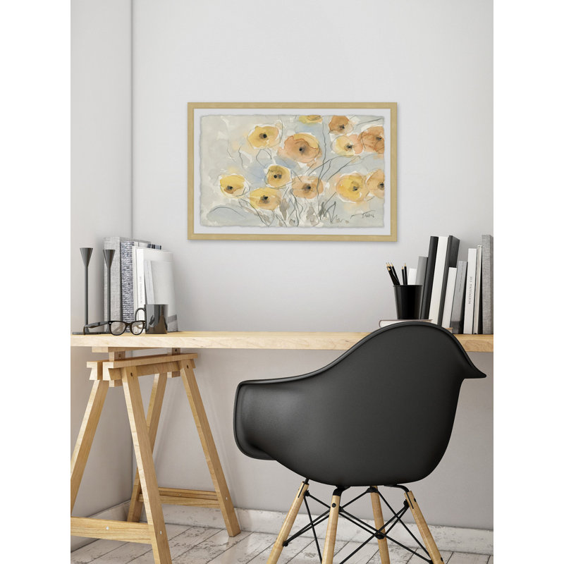Sunset poppies i, reproduction d’art sur papier encadrée, H 8 po x l 12 po x P 1,5 po