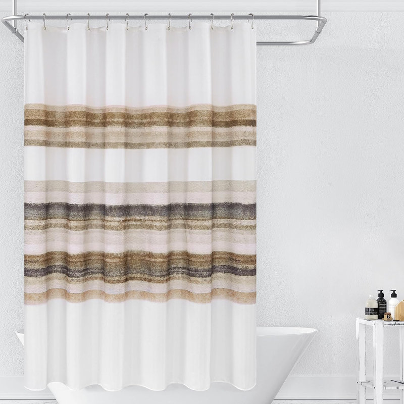 Blue and Orange Ombre Striped Fabric Shower Curtain 72x72