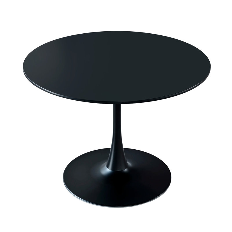 Table de salle à manger 42,1 po Mid-Century, H 28,74 po x L 42,12 po x l 42,12 po, Noir, Noir
