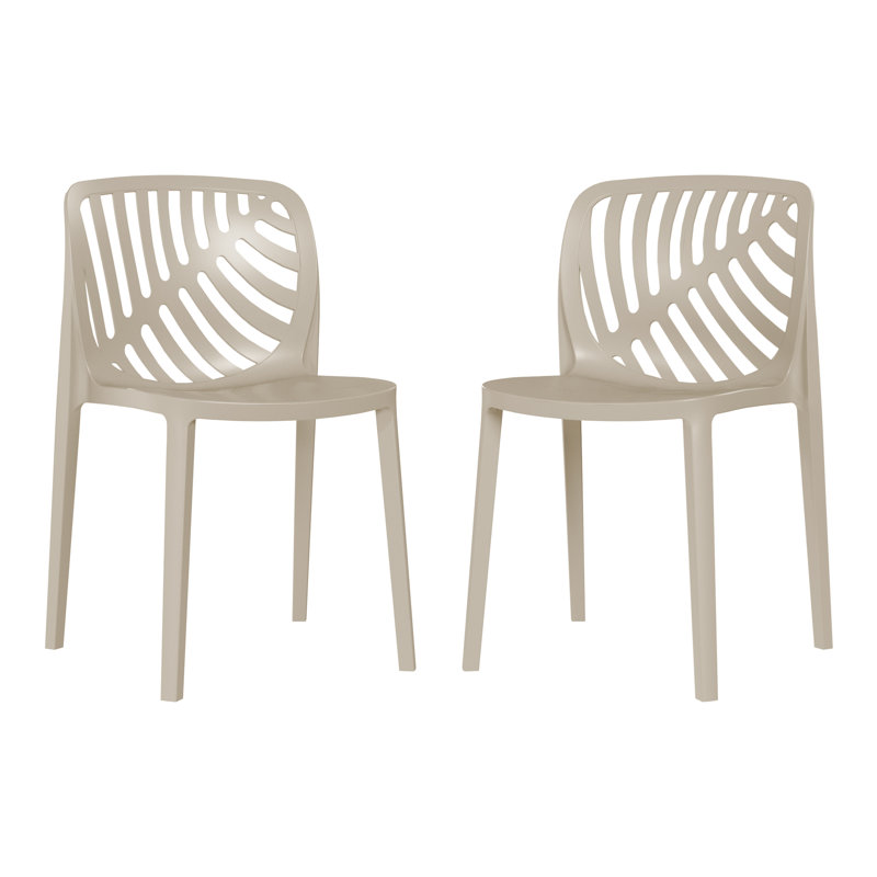 Ensemble de 2 chaises de patio empilables, Beige