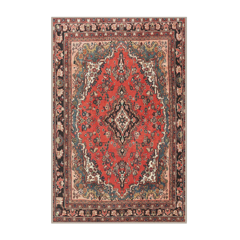 Tapis traditionnel mehroon/noir/bleu, Rectangle 4 pi x 6 pi